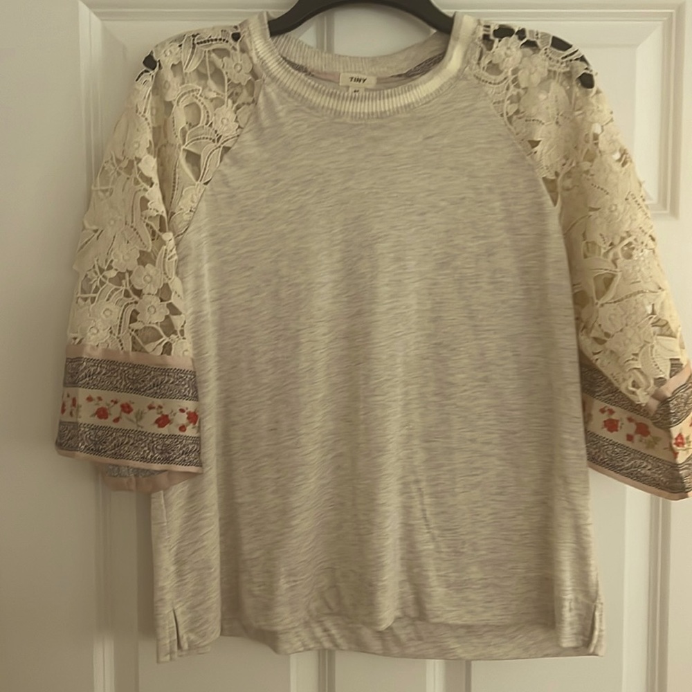 Anthropologie top, lace and silk detail